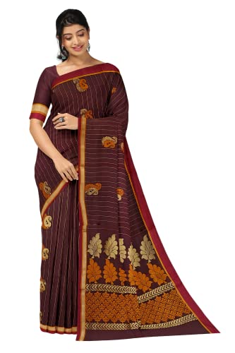 AADHIRA SILKS Women's Negamam Pure cotton 80 x 80 soft sarees with medium size bhutta with Blouse